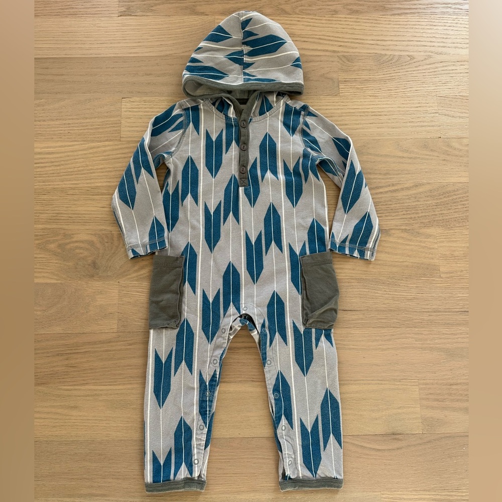 Tea Collection Blue and Gray Baby Romper